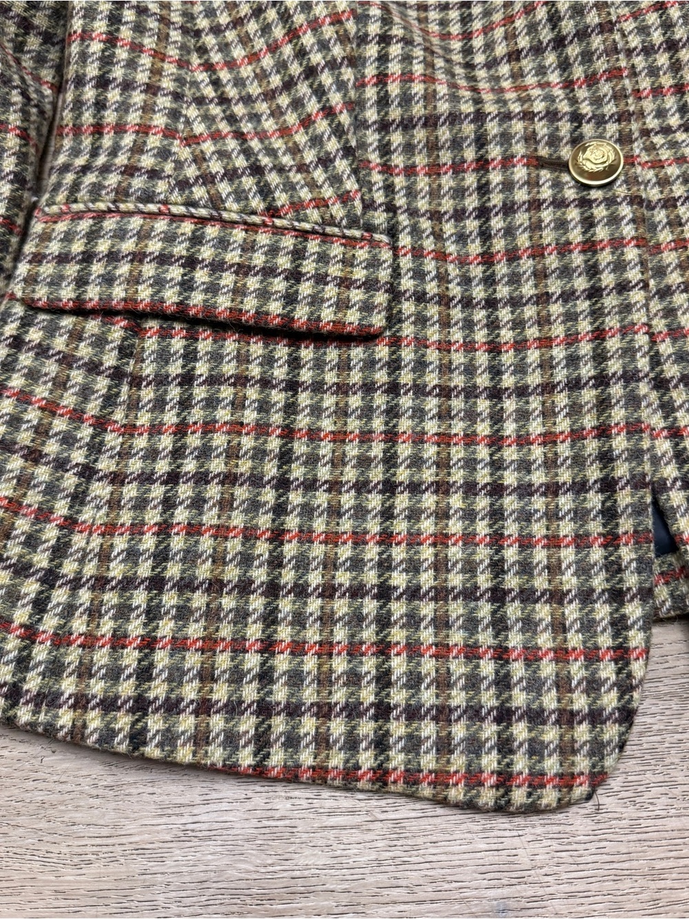 J. Crew Regent Blazer Houndstooth Moon Tweed English Wool Gold Buttons Academia - Picture 4 of 15